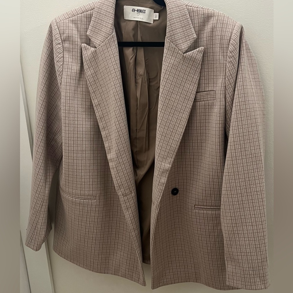 Asos 4th and Reckless Oversized Blazer in Beige Check